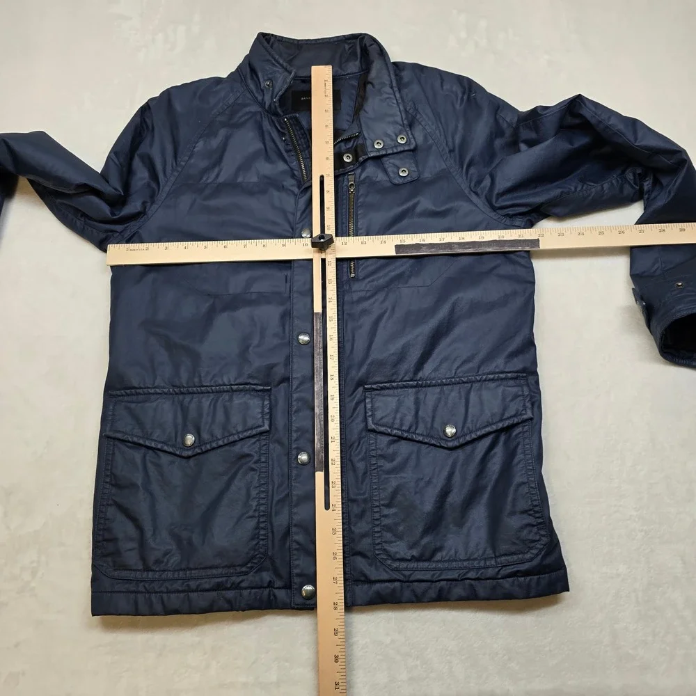 Banana Republic Utility‎ Jacket Mens Medium Blue Poly Coated Cotton Full Zip